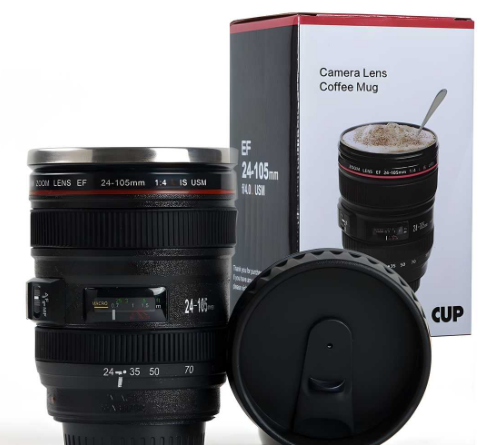CAMERA Coffee Mug With Lid - 1 Piece, Black, 350 ml