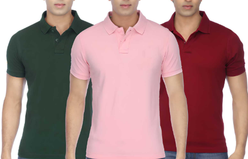 Poly Cotton Solid Half Sleeves Mens Polo T-shirt (Pack of 3)